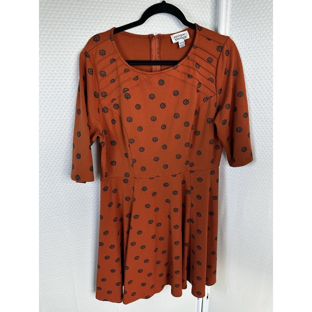 Unique Vintage brand Halloween Pumpkin Jack-o'-lantern dress XL 1x 16 - Picture 2 of 15